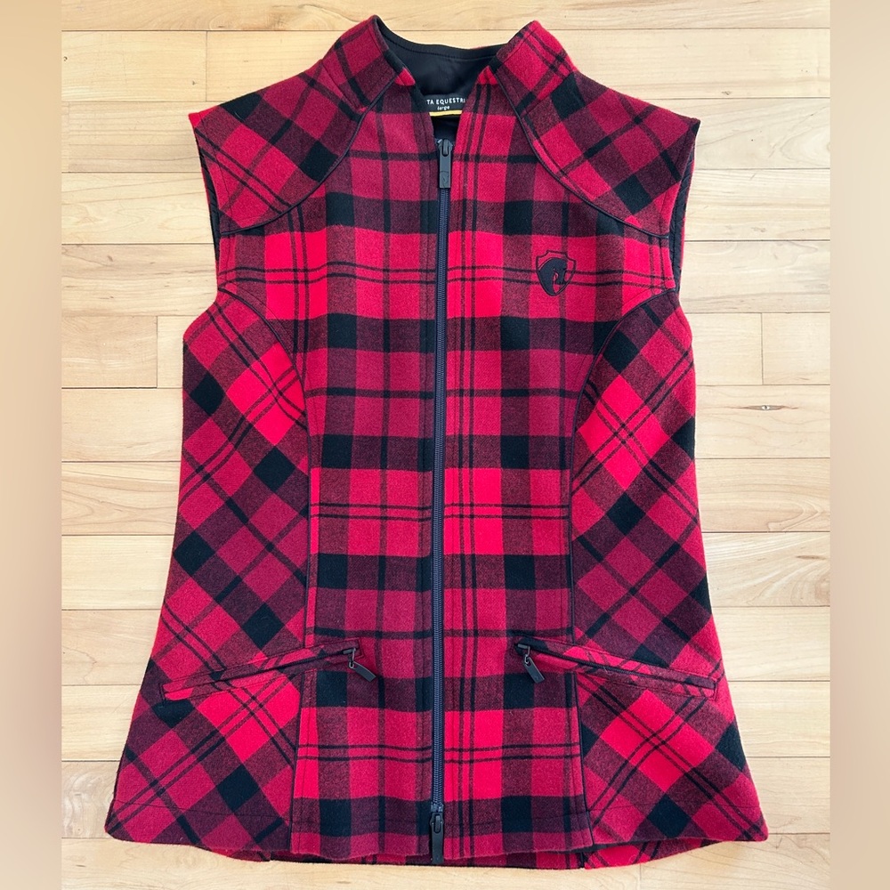 Arista: Wool Plaid Vest - Size L, Crimson Red